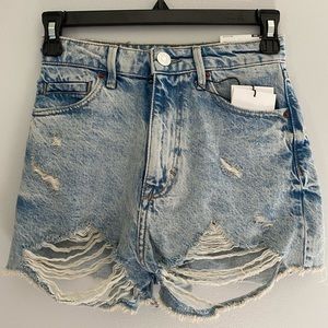 Zara High Rise Fit Distressed Jean Short